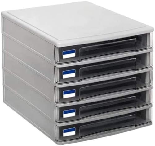 noxozoqm File Cabinets Storage Cabinet, Flat, Family Desk, File Storage Box, 5 Layers of Transparent Plastic, White Label Drawer(Gray)