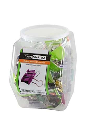 Binder Clips, Medium, 1", Contemporary Metallic, 18 per Set, Assorted