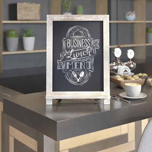 BizChair 10 Pack Tabletop Magnetic Chalkboards - Weathered Finish - 9.5" x 14" - Metal Folding Legs - Hanging Message Board - Counter Memo Board