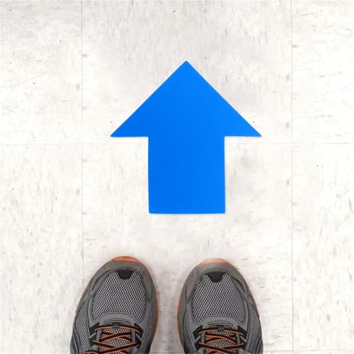 Color-Coding Labels 100/200/400pcs Blue Directional Arrow Floor Stickers Adhesive Social Distancing Sign Decals for Indoor Outdoor for Road Instructions(400pcs)