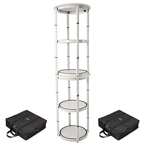 Vispronet Portable Display Case Set – Includes 2 Stackable Showcase Counters with Collapsible Twist Designs, 16 Transparent Plastic Panels, and 2 Storage Bags