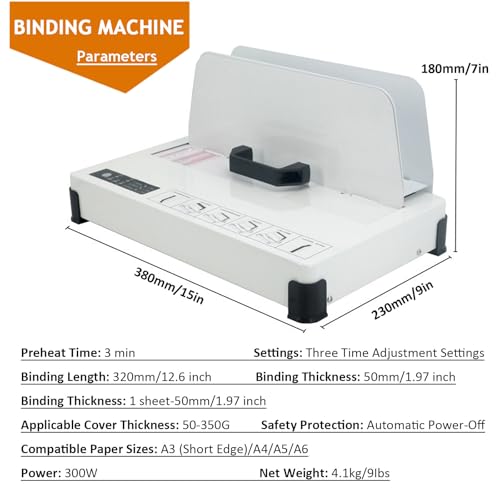 Naturalpowev Thermal Book Binding Machine, 500 Sheets Capacity, 3 Levels Time Setting, Electric Binding Machine for Business Document Office School Booklet Book Repairing