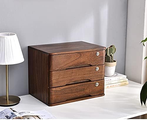 GFSGHZZ Lockable Desktop Storage Box - Wooden A4 Nizer for Office Supplies Flat File Cabinet with Drawers for Receipts & Documents Elegant Desktop Nizer Solution,E-2 Drawers
