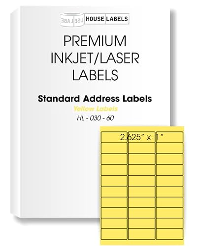 HouseLabels 30-up Yellow Address Labels (1" x 2-5/8")