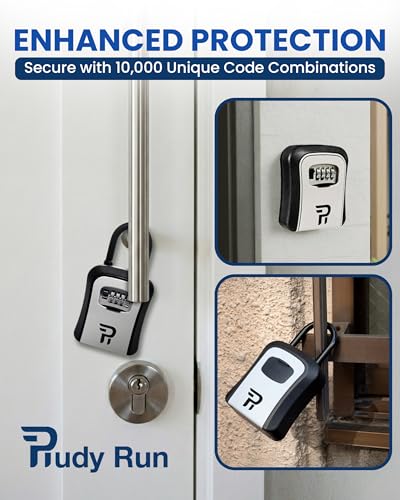 Rudy Run Key Lock Box for Outside – Large Outdoor Lockbox for Keys with Code, 4-Digit Combination Hidden Safe to Hide a Key Outside, Portable Safe Key Storage, 6.7 in, 2 Packs