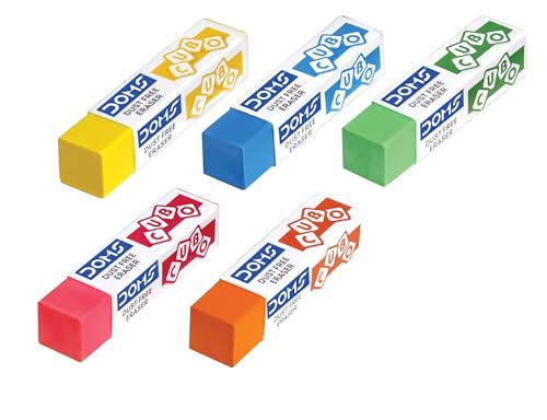 Doms Dust Free Cubo Eraser Box Pack | Comfortable Edge for Easy Handling | Non-Toxic & Safe for Kids | Attractive Body Colors | Pack of 20 Pcs