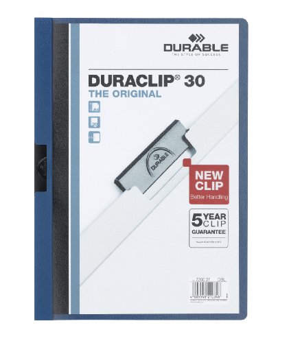 DURACLIP® 30 A4 Clip Folder - Holds Up to 30 Sheets of A4 Paper - Strong Metal Sprung Clip - Pack of 25 Dark Blue Colour Folders for Organising Documents