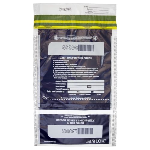 ControlTek SafeLok Deposit Bags, 10" x 15", Clear, Vertical, 100 Bags
