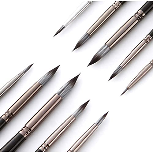 YMGSCC 10 Round Pointed Watercolor Brush Nylon Hair Wooden Handle Acrylic Painting Pen Student School Drawing Stationery