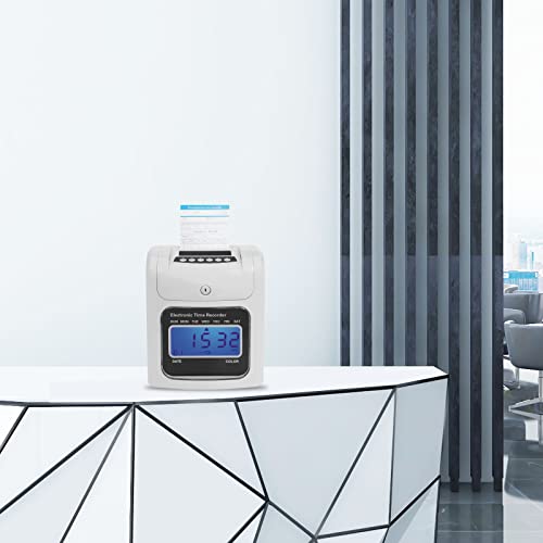 Calculating Time Clock, Electronic Time Recorder, Small Business Punch Pak, Check in and Out Machine for Employees, Includes 50 Time Cards and 1 Security Key, Up to 50 Employees