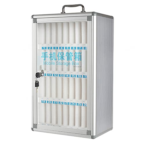 SDdPulse Wall-Mounted Mobile Phone Storage Box - 48 Slot Transparent Lockable Cell Phone Safe Deposit Box Portable Hand-Carry Design for Home & Office nization,36slots