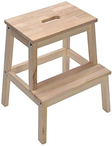 Pimex Footstool, Folding Steps Solid Wood Ladder Stool Multifunctional Footstool Living Room Changing Shoes Stool and Step Stools with 3 Steps (Color : Wood Color)