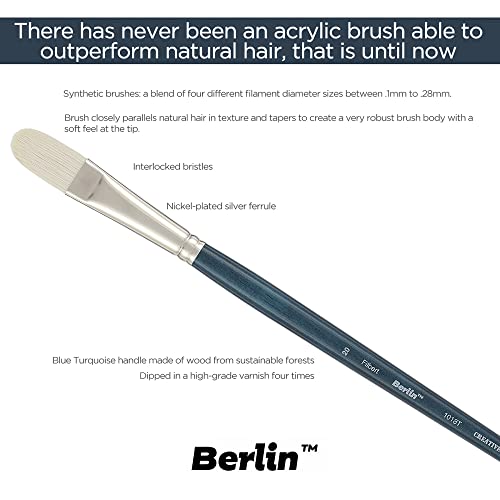 Creative Mark Berlin Synthetic Long Handle Artist Brush - Filbert # 32 - Handmade in Germany Art Paint Brush w/Synthetic Filament for Acrylics, Oils, Alkyds - Art Brush w/Sustainable Wood Handle