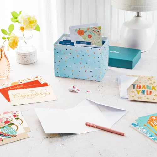 Hallmark Bulk All Occasion Cards, 100-Pack with Organizer (Triangles, Teal)