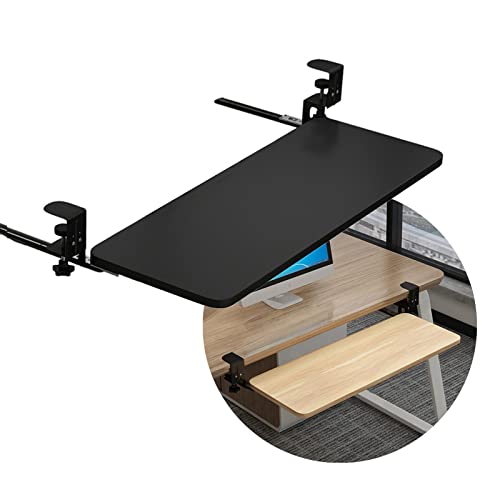 Keyboard Tray Under Desk Keyboard Tray Clamp On - Under Desk Sliding Drawer Platform For Keyboard And Mouse Storage Shelves,Pull-Out Tray 52/65/75X25Cm,Ergonomic,Easy Assembly.Walnut-65*25Cm(26*10Inc