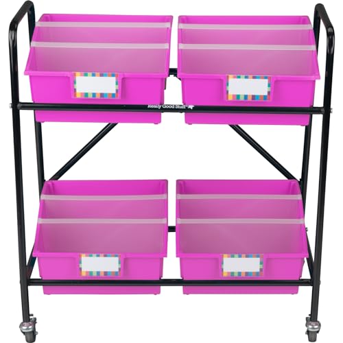 Really Good Stuff Mid-Size Mobile Storage Rack with Picture Book Bins