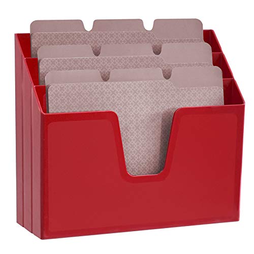 Acrimet Horizontal Triple File Folder Organizer Sorter, Letter Size, Red