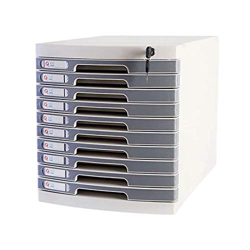 noxozoqm Desktop Drawer Cabinet Flat File Cabinet Storage, Desktop Drawer Cabinet, Size 11.6''x 15.5''x 12.7'', Pink/Blue/Gray, 10 Layers with Lock/Blank Label (Color : Gray)