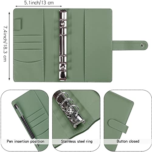 QERTYHKK A6 PU Leather Notebook Binder Folder Planner Personal Budget Cash Envelopes System with 12 Zipper Pockets,Label Stickers