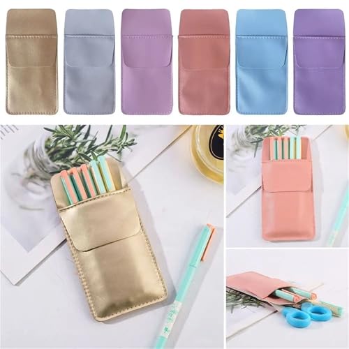 Yiodauh pocket protector 12pcs Pen Bag Doctors Nurses Accessories Double-Layer Leather Holder Pocket Protector Pencil Case Leak-Proof Pouch