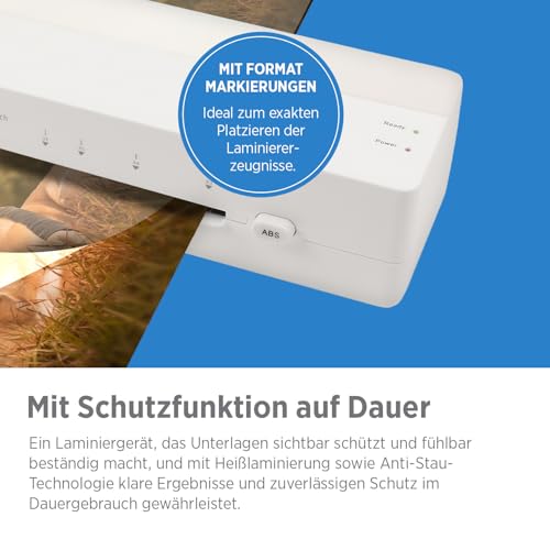 GENIE LA 400 A3 Laminator Warm Laminator with 2 Heating Rolls for School, Office and Home Office incl. 5 Laminating Films, A3 and A4 Laminator with Foil