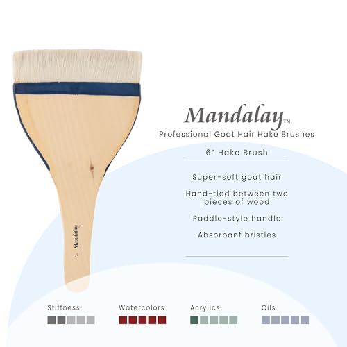 Creative Mark Mandalay Professional Goat Hair Hake Brush 4 Pack - 6" Wide Paint Brushes with Paddle Handle for Professional Artists - Soft Natural Bristles Ideal for Sumi-e and Color Washes