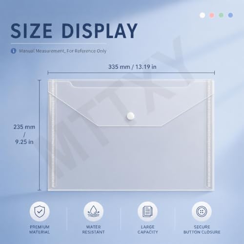 10/20/50/100 Pack Colored A4 File Folders with Label Slots, Snap Closure,100PCS