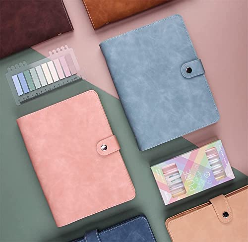 QERTYHKK A5 PU Leather Binder Cover,Refillable 6 Notebook for Filler Paper Personal Planning with Magnetic Buckle Closure