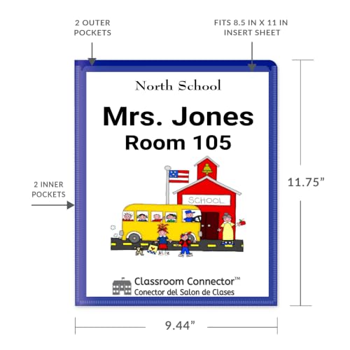 C-Line Classroom Connector School-to-Home Folders, Blue (32005)