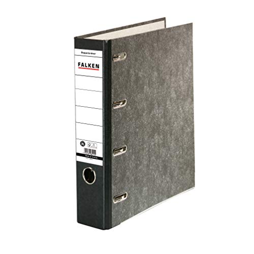 Original Falken pack of 10 recycled double files cloud marble. Made in Germany. 7 cm wide black for 2x DIN A5 landscape filing with glued spine label Account statement folder Blue Angel.