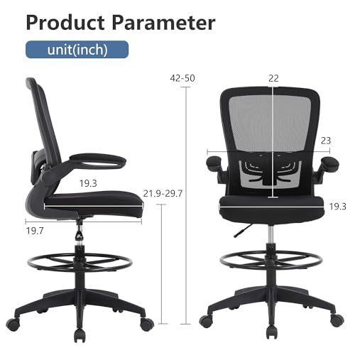 PayLessHere | Ergonomic Drafting Chair | Black | 220lbs Capacity