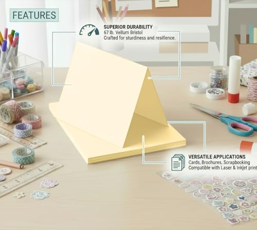 Vellum Bristol Cover 67 Pound, Smooth Finish, 250 Sheets Pack. – Premium Heavyweight Cardstock for Crafting, Printing, and Professional Projects, Acid-Free. (5, Ivory, 8.5"x11")