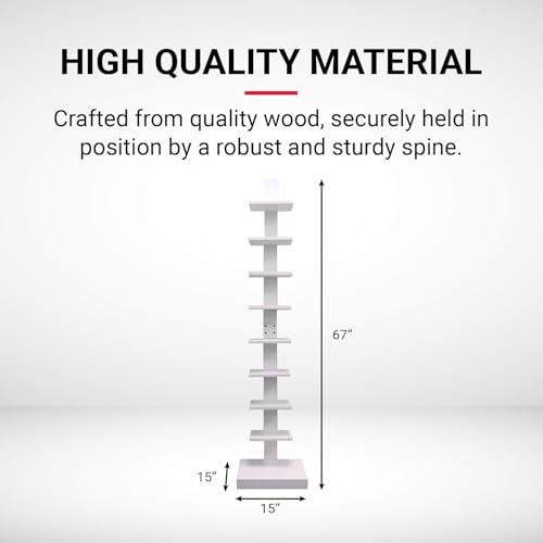 Proman Products - Standing Spine Bookshelf, Bookshelf for Small Spaces, Standing Shelves (White)
