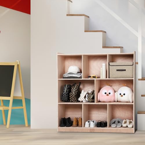 AutoSteelix 8-Compartment Storage Cubby, Mobile Storage Cabinet for Classrooms, Daycare Toy Shelves with 4 Casters, 2 Storage Boxes for Home, School, Kindergarten