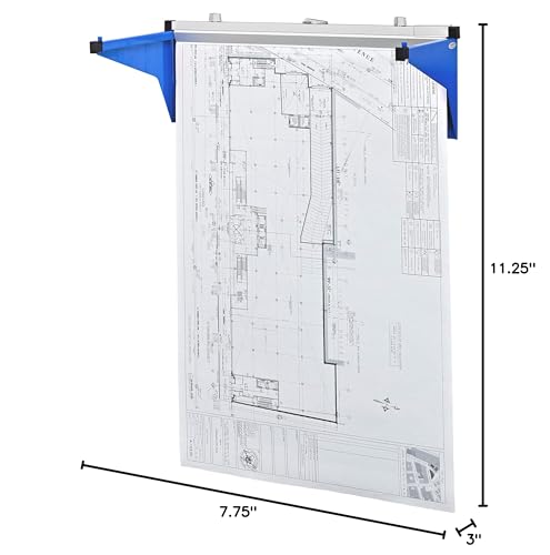 Adir Blueprint Wall Rack - Blueprint Plans Organizer and Construction Plan Holder - Poster Display and Map Rack for Office and Home (Without Blueprint Clamps)