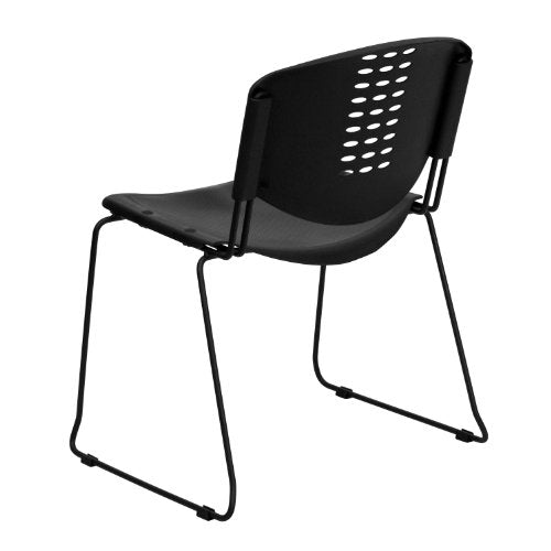 Flash Furniture HERCULES Series 400 lb. Capacity Black Plastic Stack Chair with Black Frame