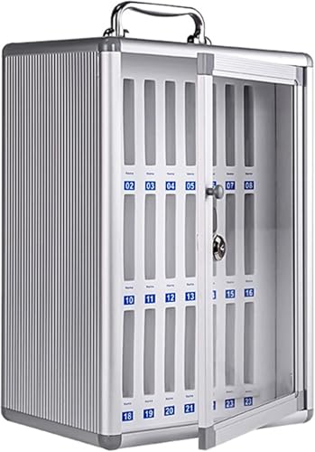 UHRLGHS Wall-Mounted,Lock Box Phone,Cell Phone Lock Box,Phone Storage,Wall Mount Storage Box,Phone Cabinet(Silver 24Slots)