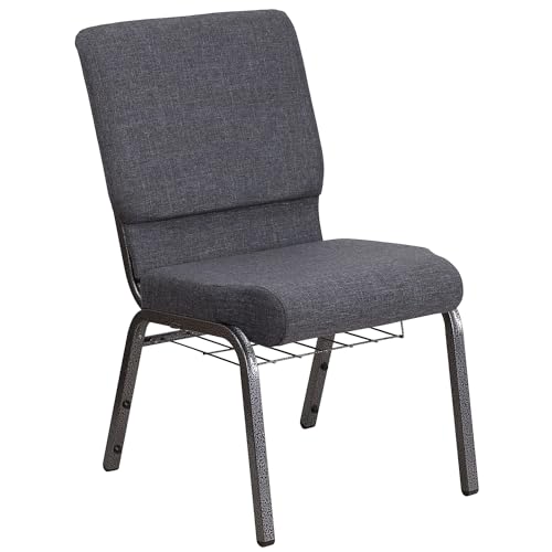 Flash Furniture Hercules 18.5 in Wide Fabric Church Chair, Dark Gray