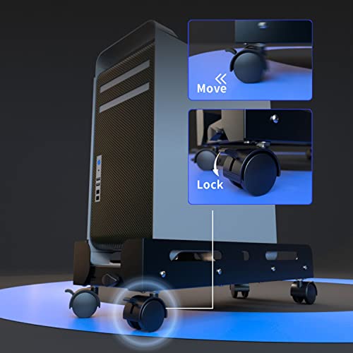 CPU Holder Stand Mobile PC Tower Stand, Adjustable Width CPU Stand Steel Desktop CPU Holder, Heavy-Duty PC Case Stand with Rolling Caster Wheels Computer Tower Stand(Color:White,Size:L)