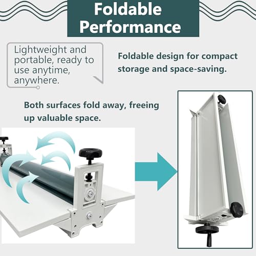 HayWHNKN Manual Cold Laminator High Precision 29.5 Inch Wide Desktop Cold Laminating Machine Adjustable Pressure Rubber Rollers with Fold-up Table for Posters, Photos, Documents, Book Laminating