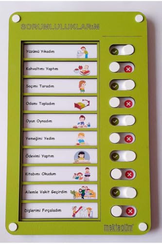 Daily Routine Checklist for | Responsibility Chart | Dry Erase Task Board | Green Color | Ages 3+ | Encourages Independence and Good Habits