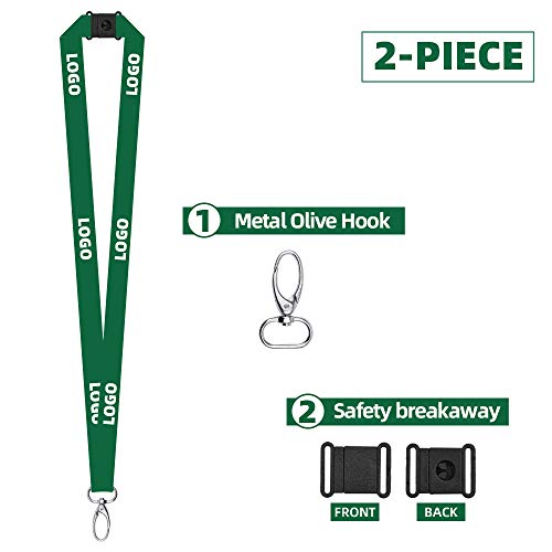 CTZD 50 Pack Customized Color Bulk Lanyards Custom Neck Strap For Id Badge Holders with Safety Breakaway 360° Swivel Hook