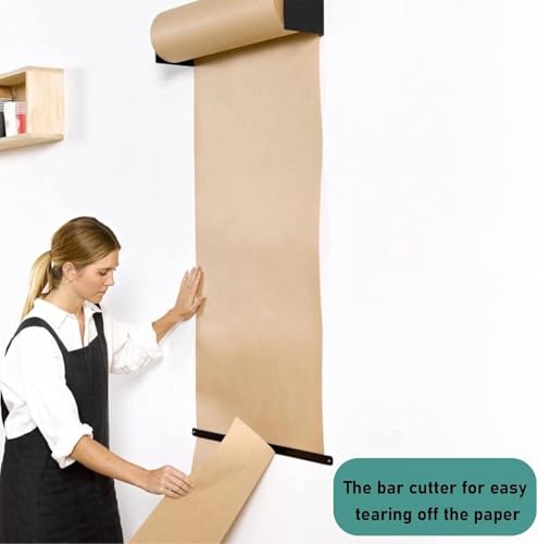 LNNW Kraft Paper Dispenser Wall-Mounted Kraft Paper Display Rack for Office Organizing to-Do Lists, Doodle Boards, Easy to Hang Decorative Message Boards for Wall(26.3inch/67cm W)