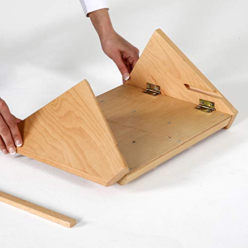 M&T Displays 5 Tiered Wooden Business Desk Card Holder 25 Pockets Natural Wood Desktop Organizer Table Top Decor Display Stand Sign Accessories for Office Restaurant Store Shop Home Decoration