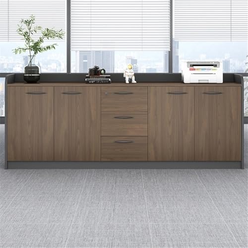 YXIANG56Q Filing Cabinet Three Door Office Storage Low Cabinet File Wooden with Handle Storage Data Storage Cabinet(Brown)