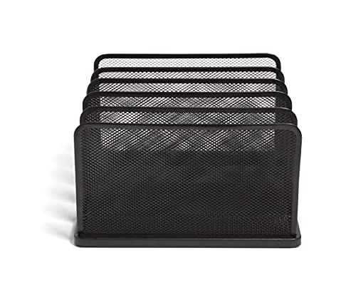 TRU RED Wire Mesh File Organizer, 5-Compartment, Matte Black