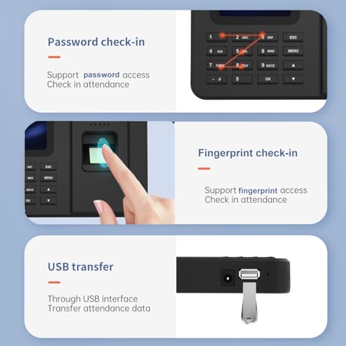 FRIJAXN Time Clocks for Employees Small Business, Fingerprint+PIN Times Clock, Clock in Clock Out Machine, No Monthly Fee