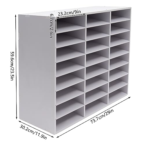 MhdunueSK Literature Organizer,Desktop File Sorter Mail Center,Paper Storage Cabinet with 24 Slots Compartments,Suitable for Home School Office (24 Slots White)