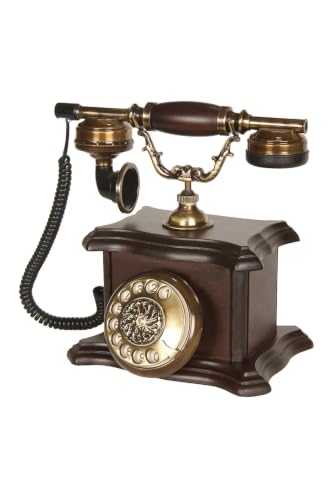 Wooden Rotary Phone Walnut Wood 10.2 x 7.9 x 5.9 inches Classic Style Landline for Home Office Study Warm Inviting Atmosphere