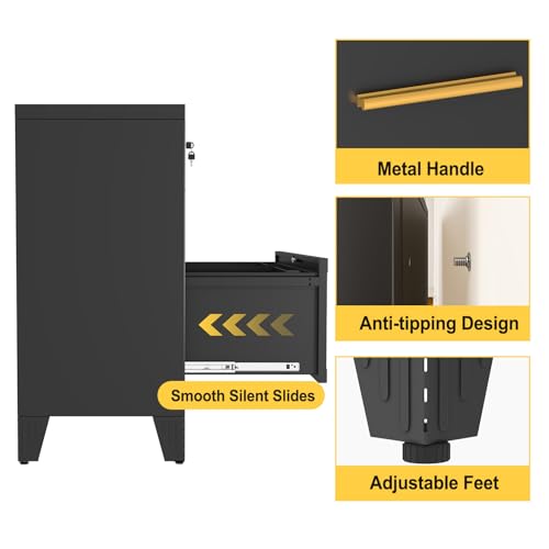 2 Drawer File Cabinet with Lock, Small Filing Cabinet for Home Office
